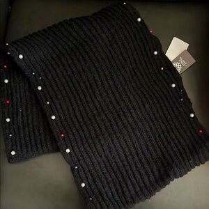 NWT vince camuto Black Knit Scarf with Colorful Beads